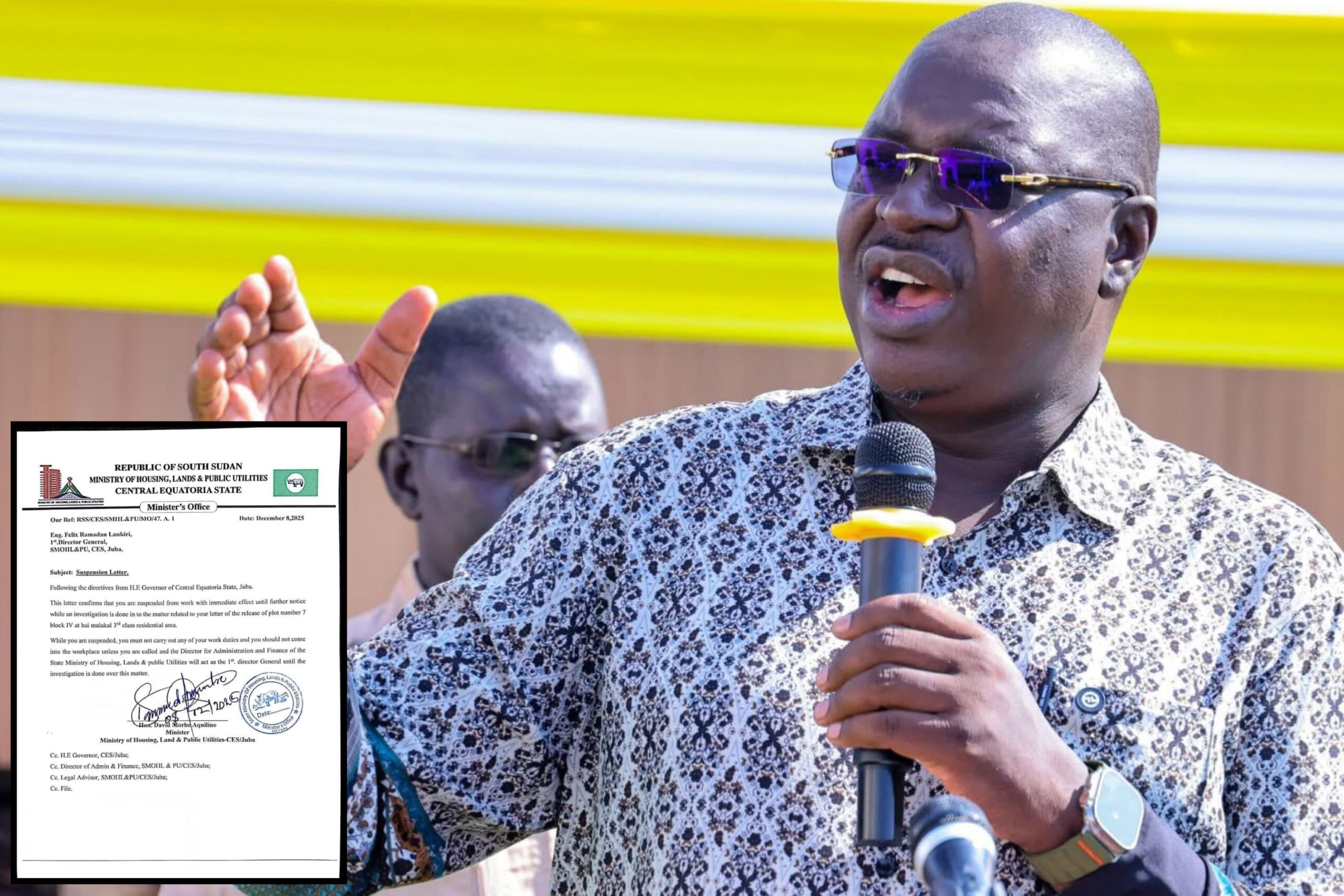 Central Equatoria State (CES) Housing Ministry Suspends Director General Pending Investigation Central Equatoria State (CES) Housing Ministry Suspends Director General Pending Investigation