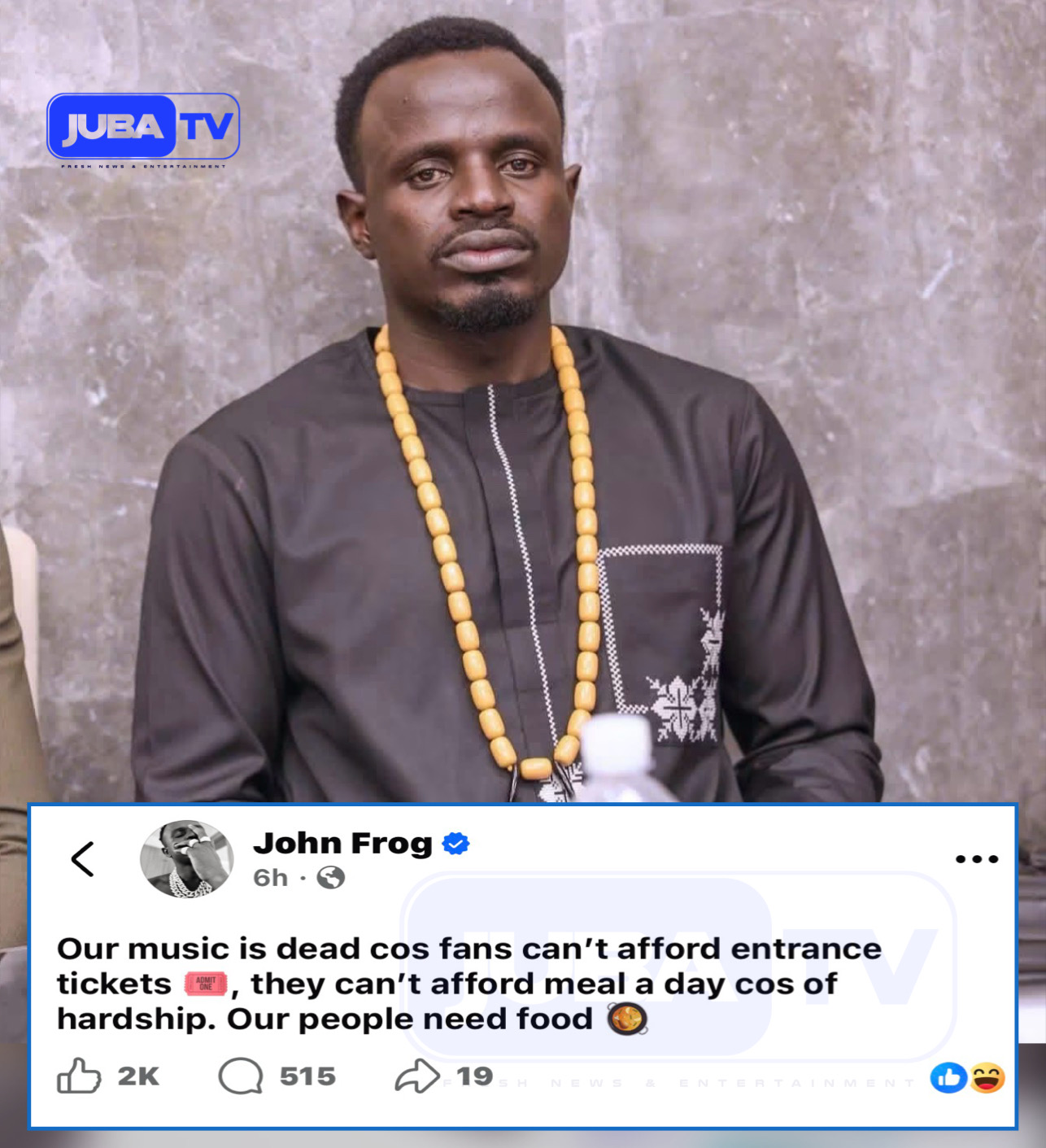 Musician John Frog Declares South Sudan Music Industry “Dead” Amid Economic Hardship